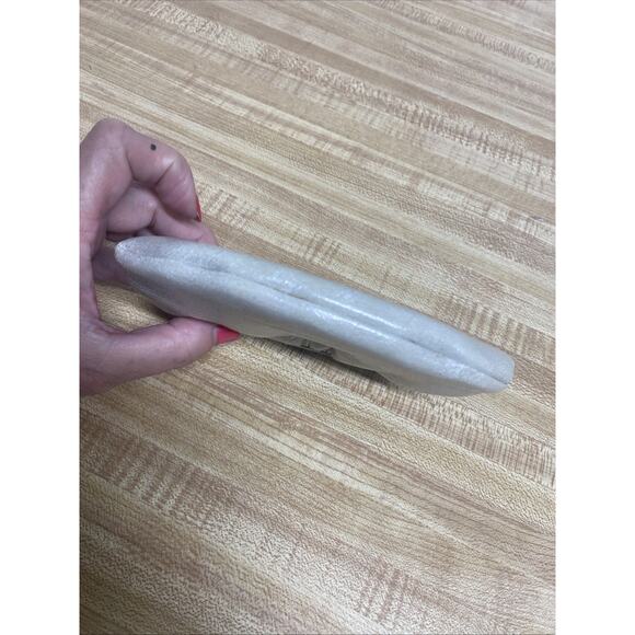 Vintage Dual Kiss Lock Coin Purse Wallet Cream Faux Leather - Picture 7 of 7